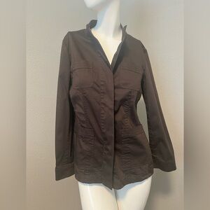 J. JILL Petite Women’s l Dark Brown Stretch  Button Front Utility Jacket Size S